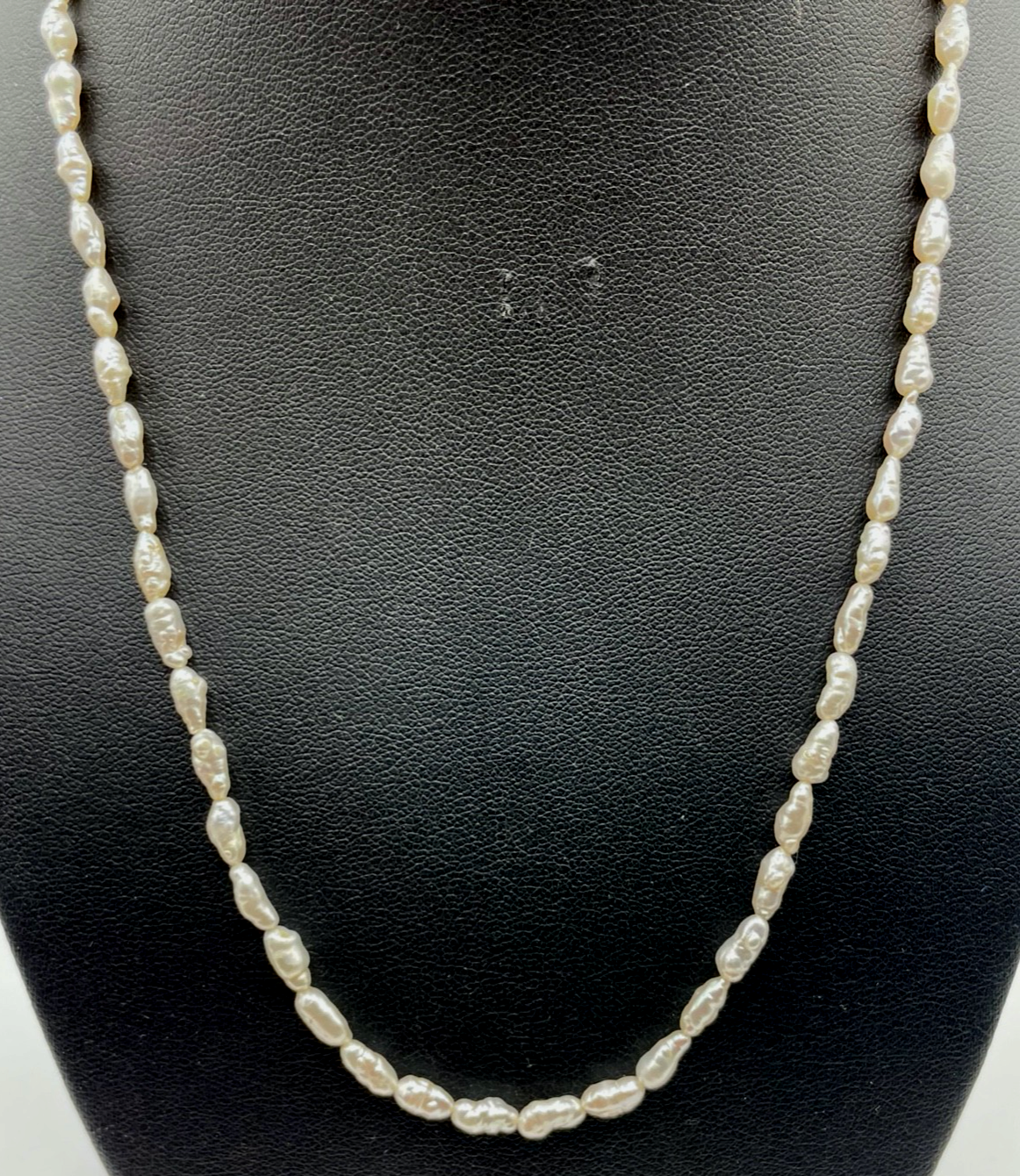 Elegant 45, 5 cm Biwa Perlen Perlenkette Reiskorn 925 Silber Kugelschliesse gepf1