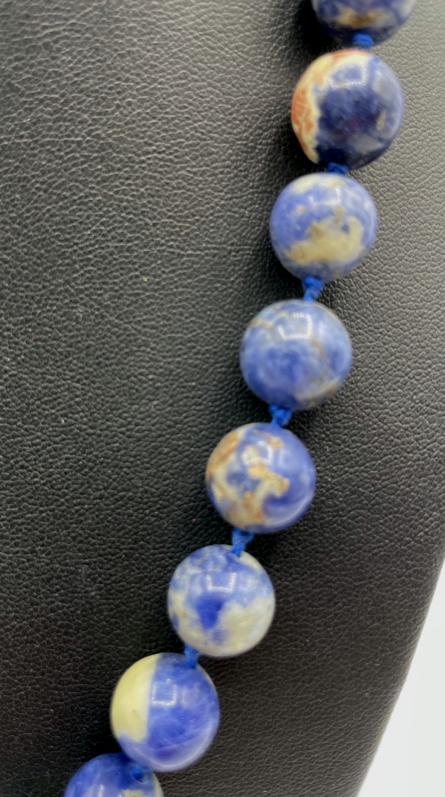 Sodalith Halskette einzeln geknotet L 47,5 cm Kugelkette Ø 12 mm Magnetschliesse2