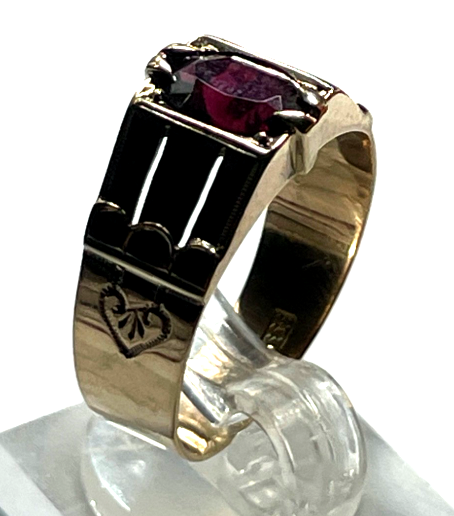 Aparter 333 Gold 8 K antik Ring Rotgold Granat RG 55 Ø 17,5 mm Juwelier0