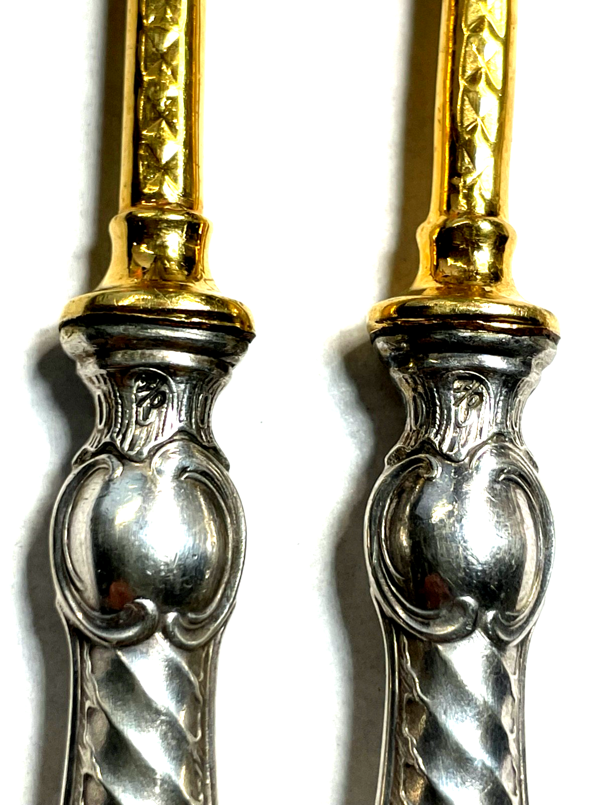 Antik WMF Historismus Vorleger Buttermesser + Käsemesser versilbert + vergoldet4