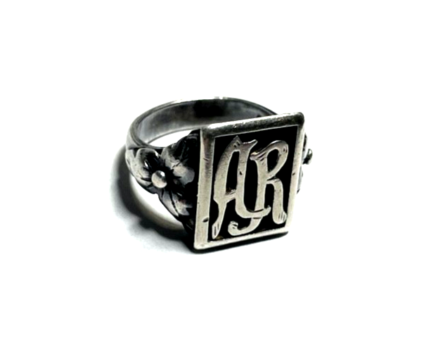 Antik 800 Silber Herrenring Ring Siegelring Onyx Initialen AR o RA RG 61 Ø 19,50