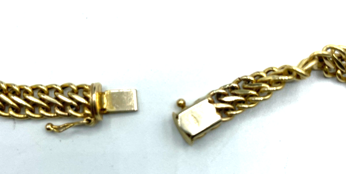 585 Gold 14 K Gelbgold Kette doppelte Panzerkette Collier L 43 cm B 7 mm gepfl.6