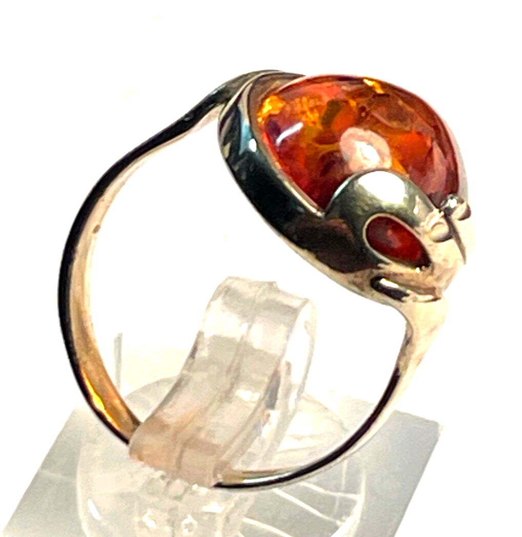 333 Gold 8 K Ring Bernstein Cabochon Ø 18 mm RG 57 gepflegt Juwelier Punze9