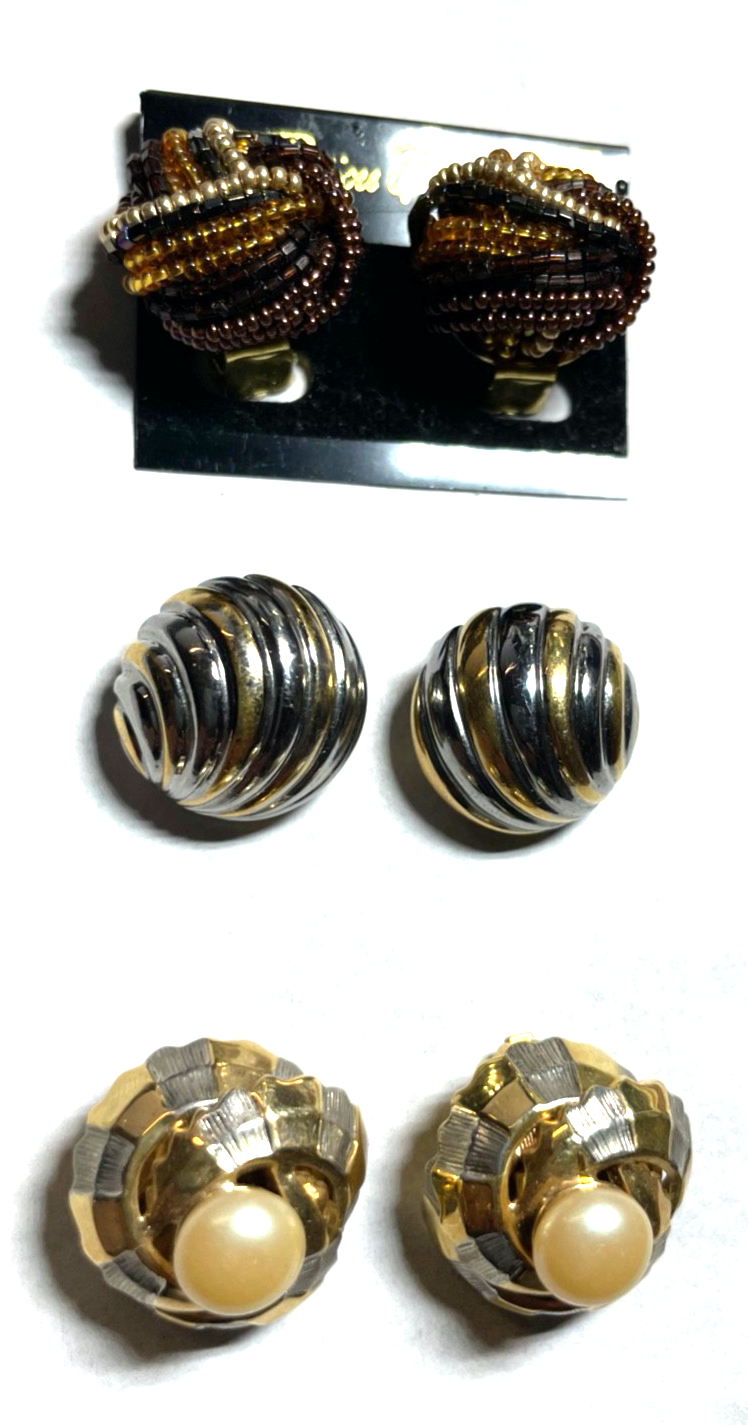 3 Paar elegante Ohrclips sehr gepflegt hochwertiger Modeschmuck bicolor0