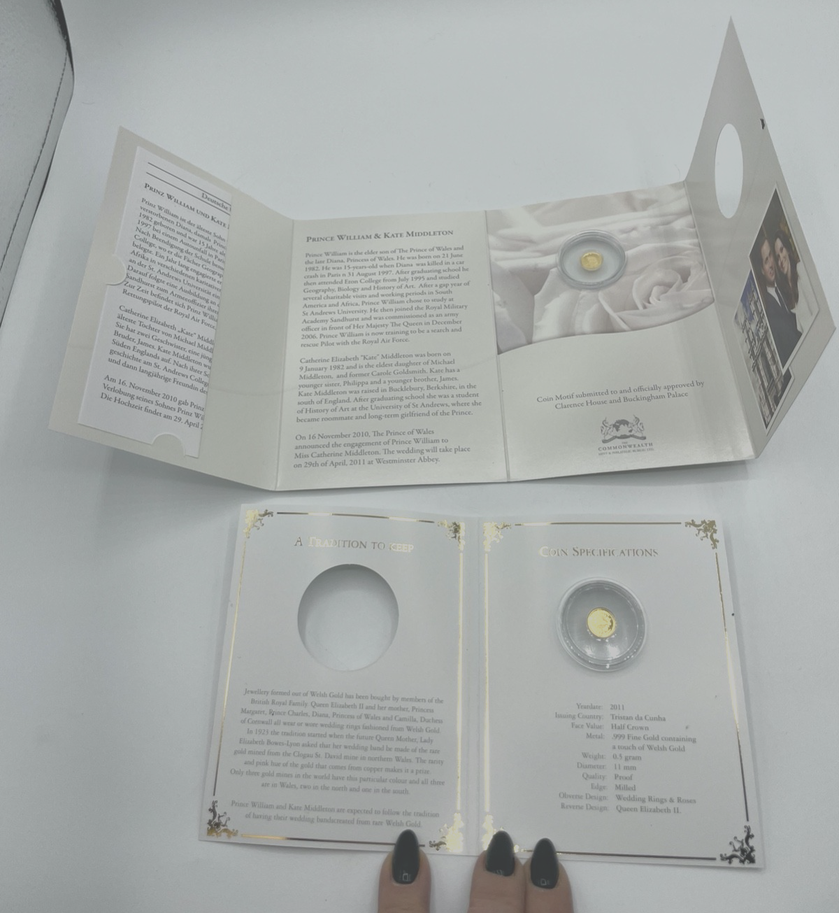 2x 0,5 Gramm 999 Gold Sammler Münze Royal Wedding Kate + William 2011 im Blister10