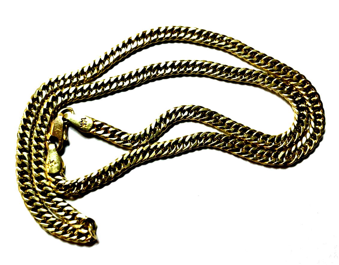 Klassisch 585 Gold 14 K Gold solide Halskette Kette L 40,5 cm B 4 mm  Juwelier7