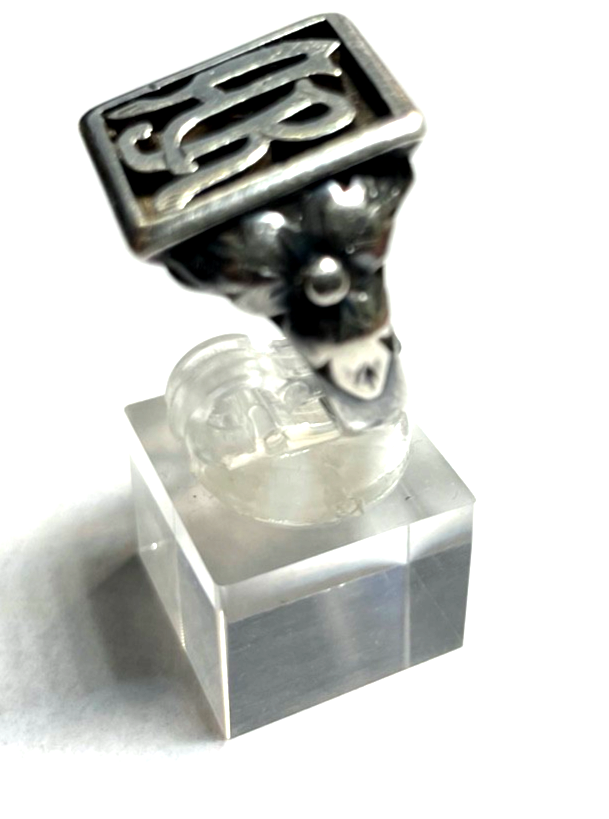 Antik 800 Silber Herrenring Ring Siegelring Onyx Initialen AR o RA RG 61 Ø 19,55