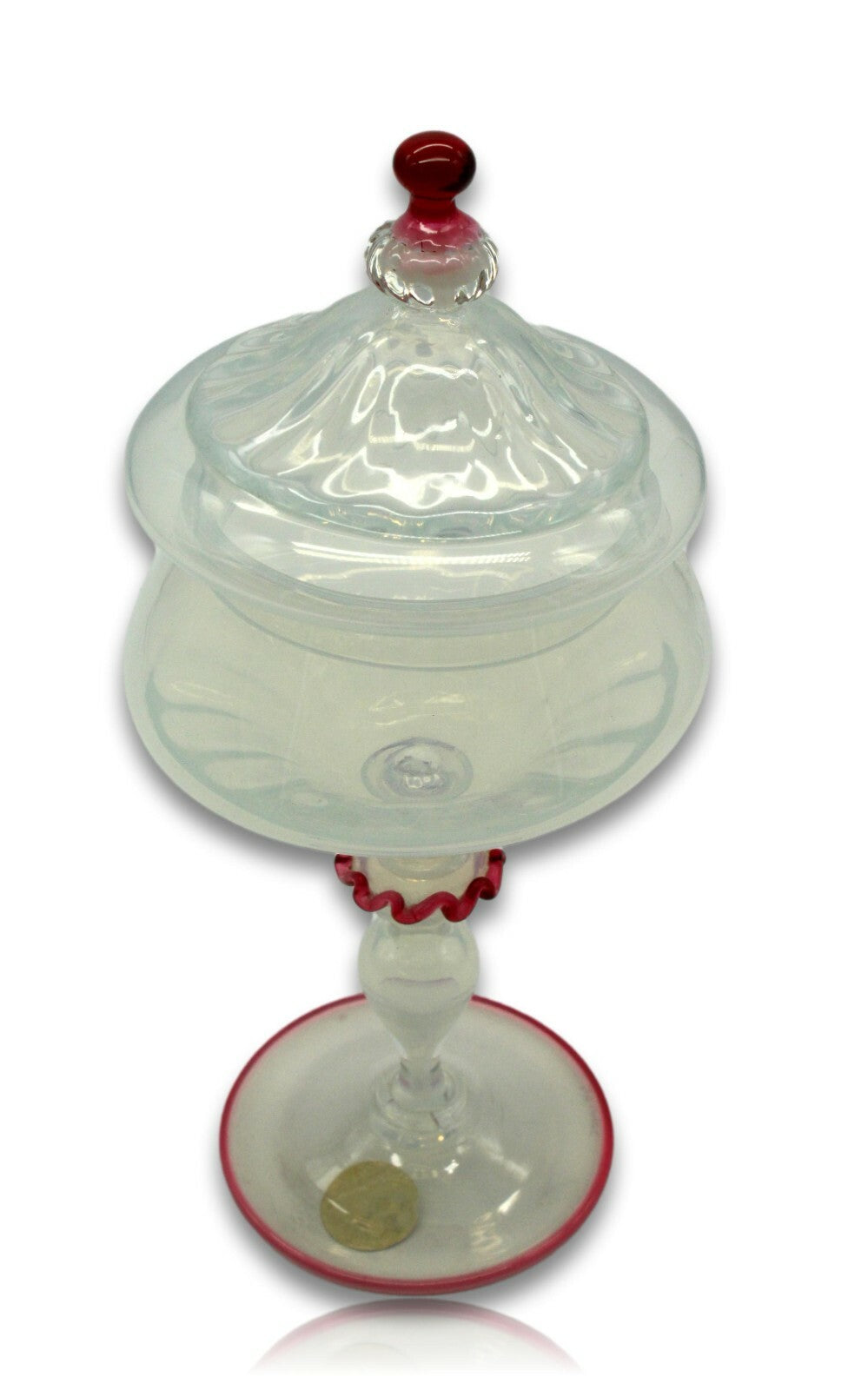 Murano - Glas mit Deckel Opak - Art Glass Design - Salviati - Italien - signiert2