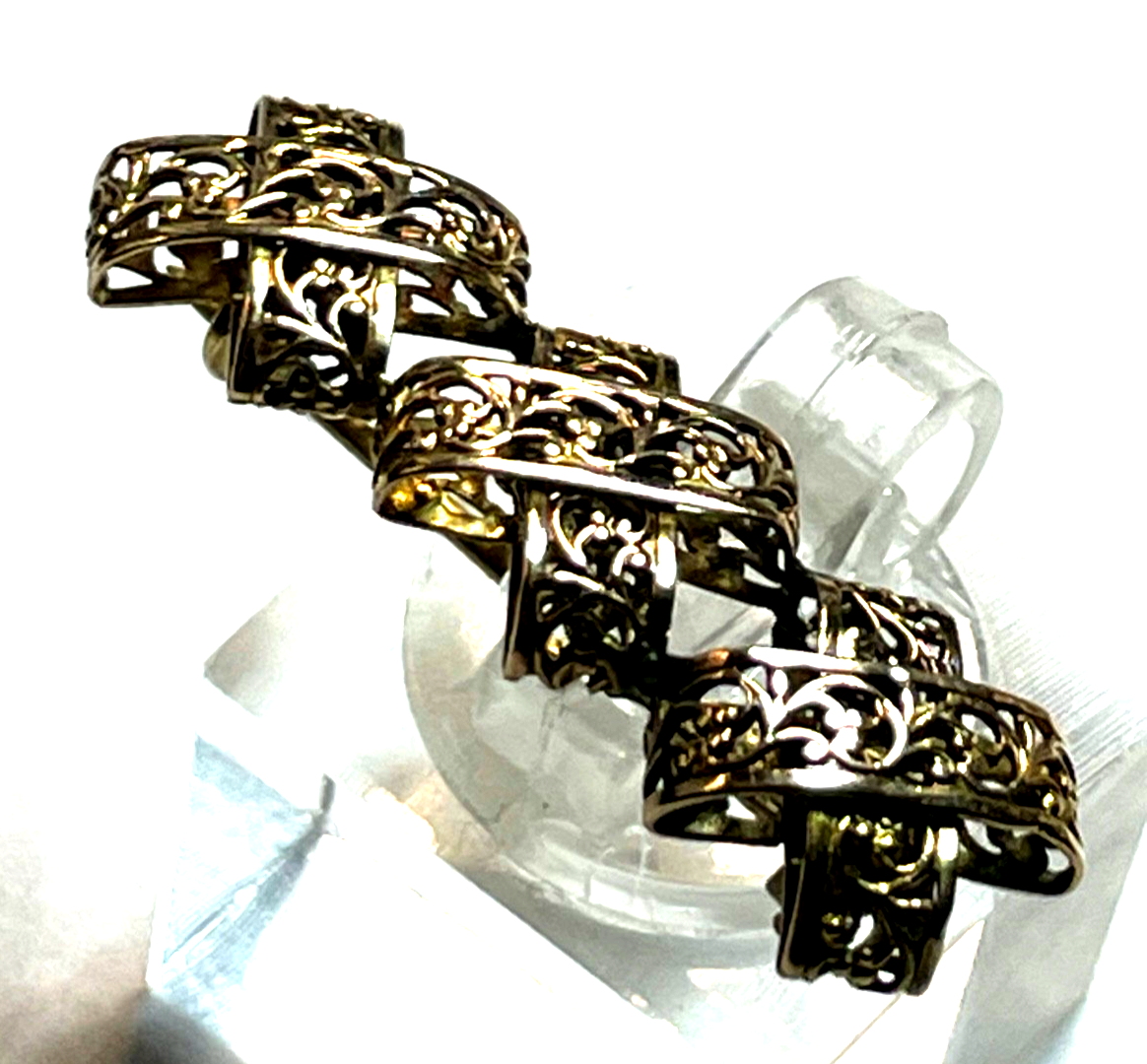 Sehr attraktive alte 585 Gold Brosche floral Durchbruch beidseitig Juwelier5