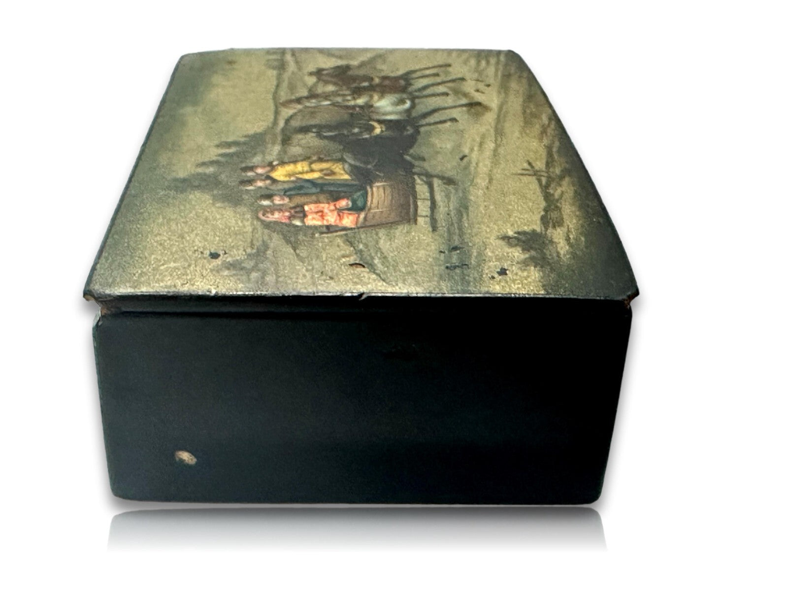 Lackdose Tabakdose  große Tabatiere - Pappmaché - Handbemalt - Russland um 19002