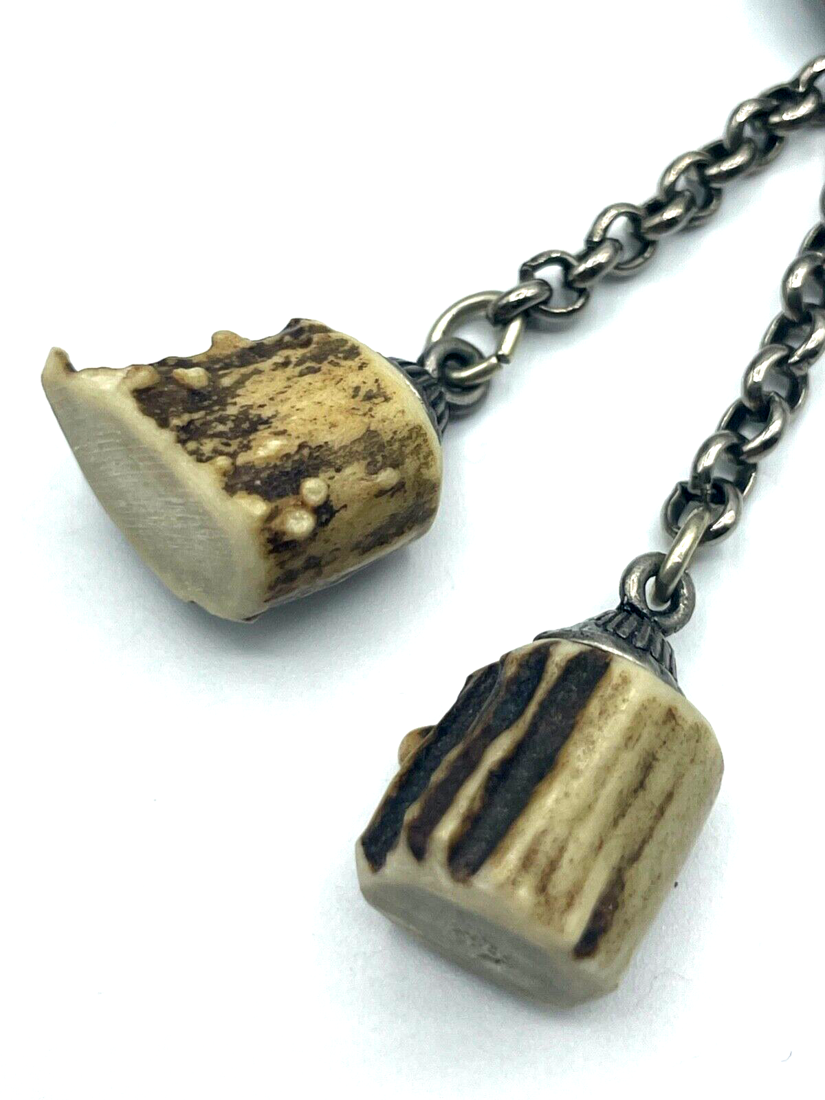 Vintage Modeschmuck Tracht Landhaus Kragenclip Kragenklammer Horn Einlage unisex5