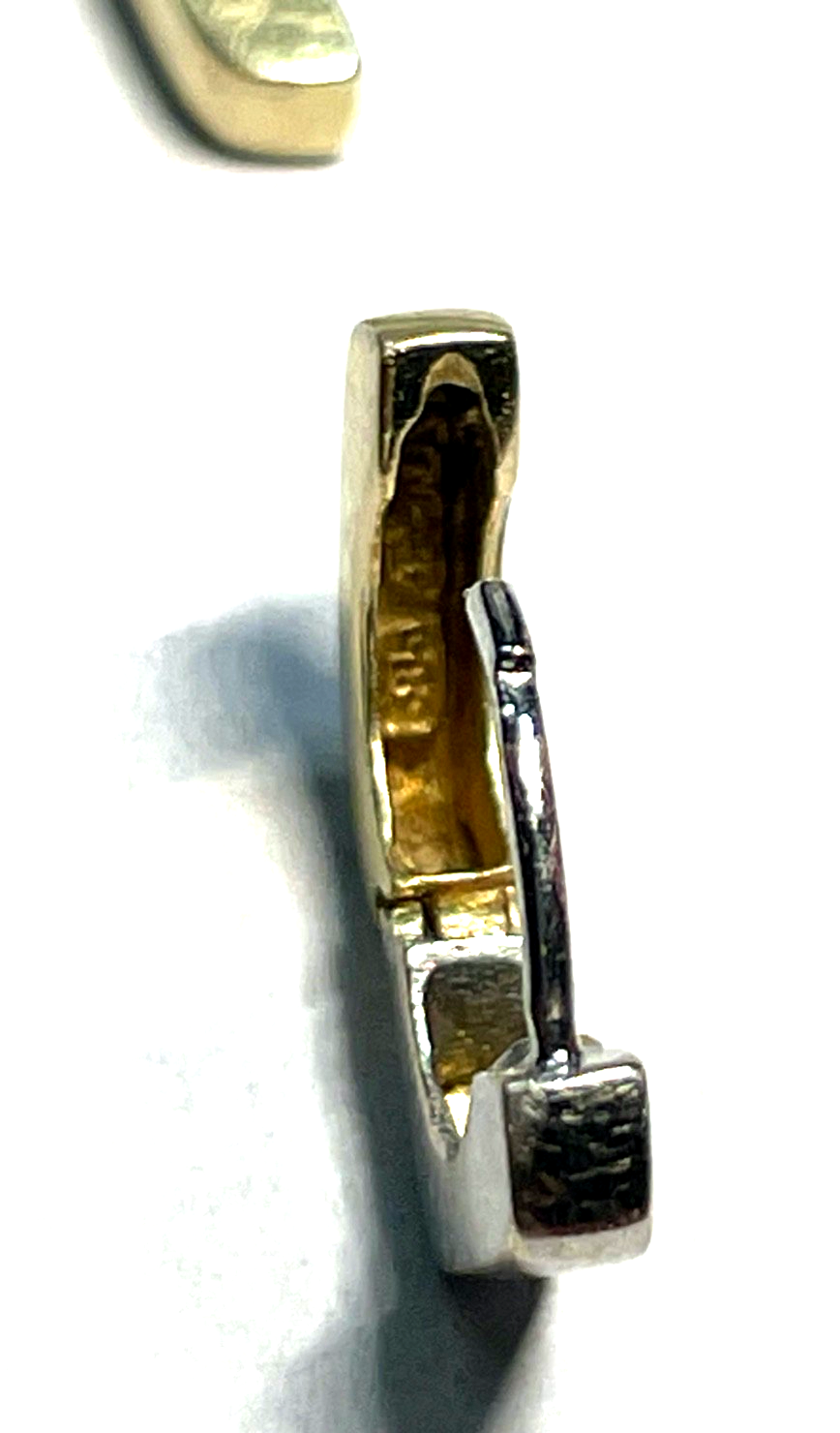 585 Gold 14 K Ohrringe Creolen bicolor eckige Klappcreolen  Ohrringe Juwelier3