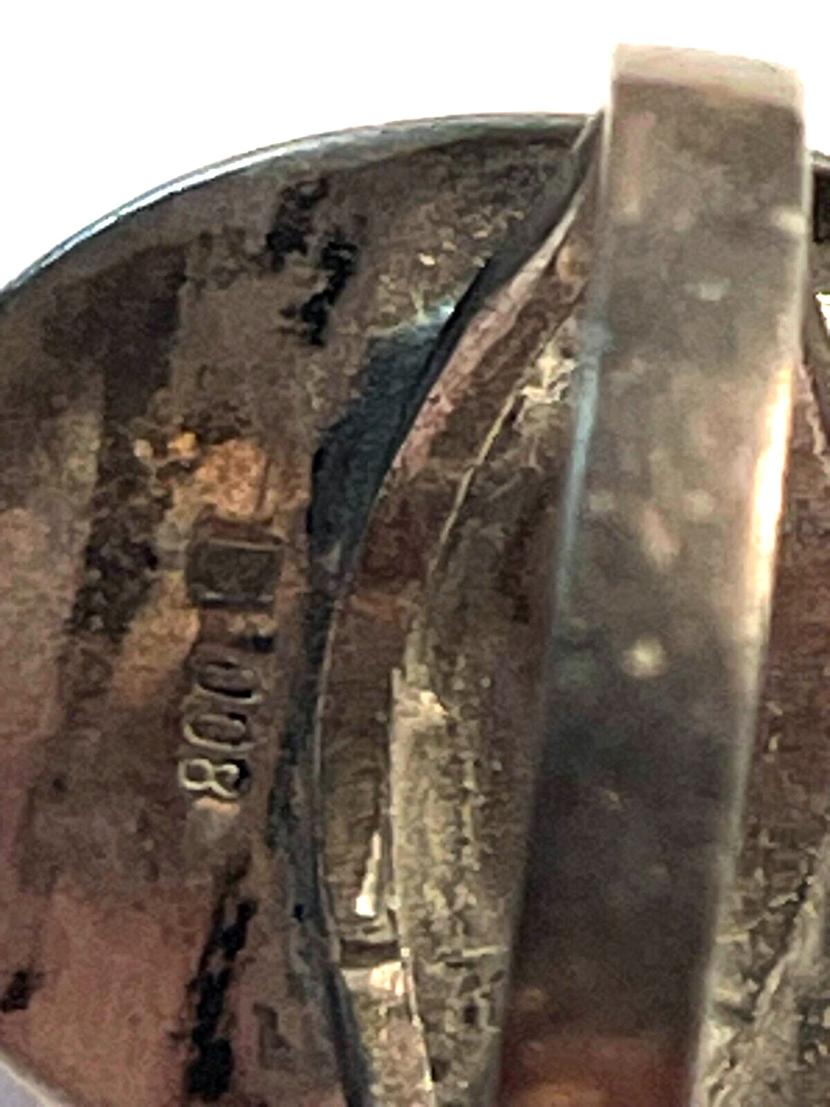 Vintage 835 Silber Ring Rosenquarz Cabochon Ø 17,5 mm RG 55 solide Qualität8