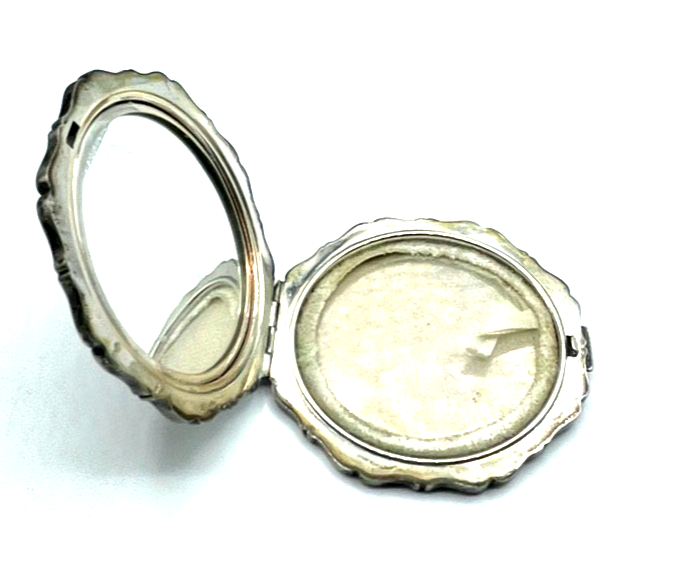 Antik 835 Silber Puderdose Puder Behälter Blumenbukett Dekor gepflegt4