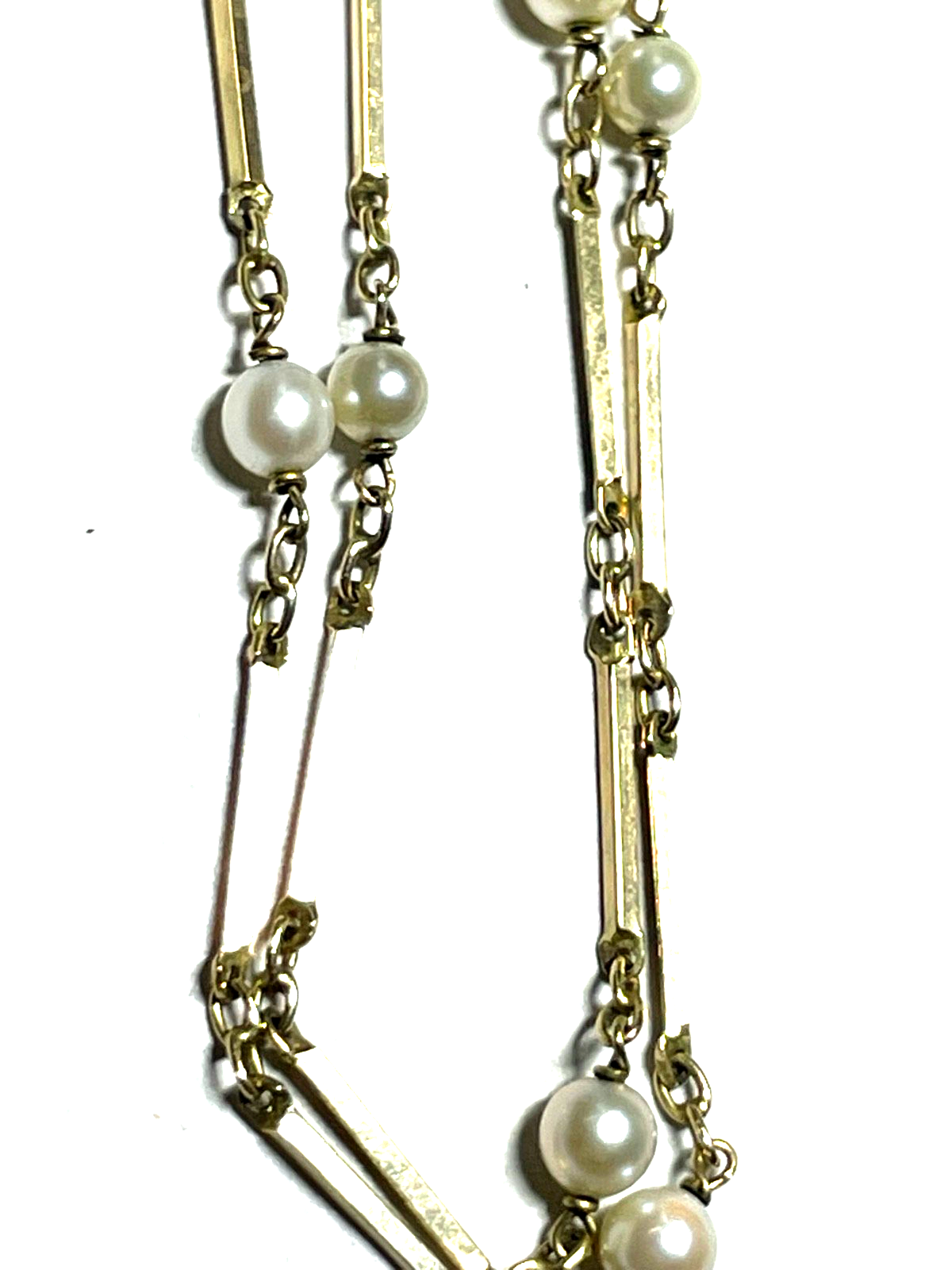 Elegant 333 Gold 8 K Halskette Stäbchen echte Perlen Juwelier L 54 cm B 5 mm6