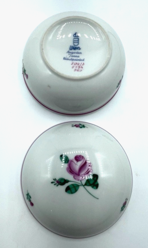 Antik Wien Augarten Porzellan Dose Deckeldose Bonboniere Rose Handbemalt3