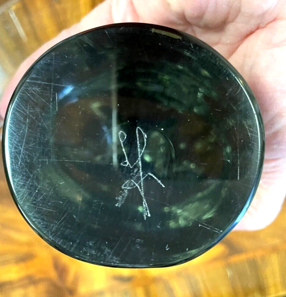 Midcentury Rarität L. Seguso Eule für Gral Glas Turmalin Grün Unikat H 22cm sign11
