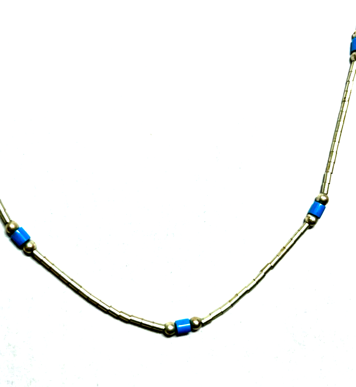 Vintage Zuni indianerschmuck Kette Collier 925 Sterling + Türkis unisex L 41 cm4