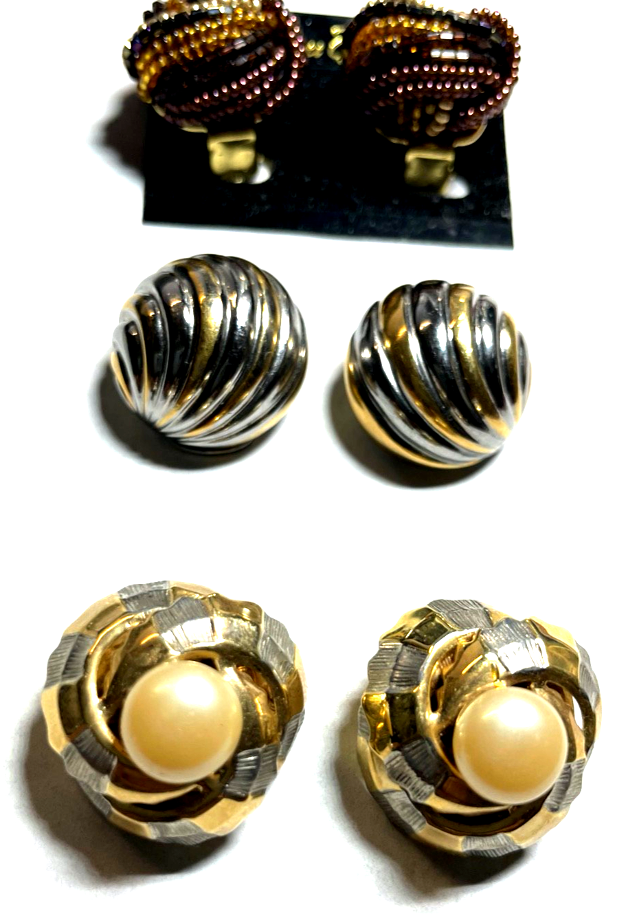 3 Paar elegante Ohrclips sehr gepflegt hochwertiger Modeschmuck bicolor2