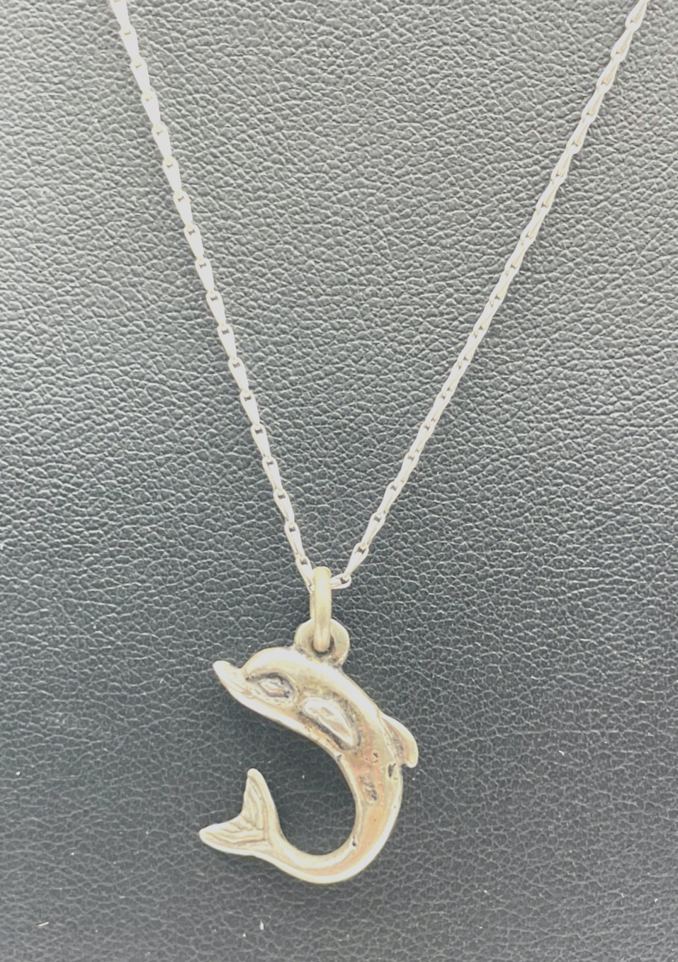 Vintage Delphin Delfin Anhänger 925 Silber an Gliederkette 40 cm 835 Silber gepf2