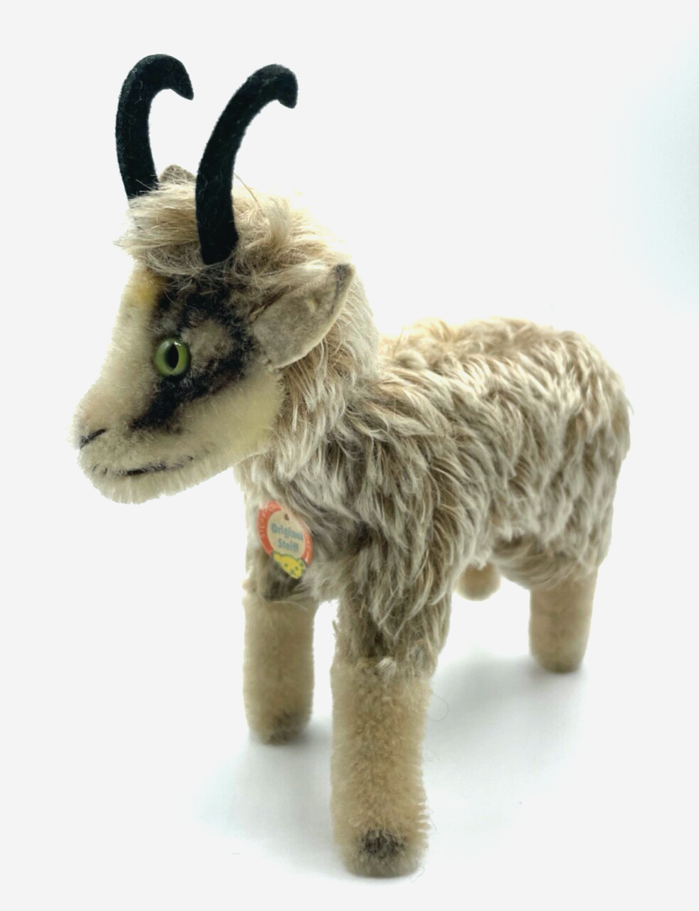 Vintage Steiff Mohair Ziege Gemse ? H 17 cm L 17 cm gepflegt mit Schildchen3