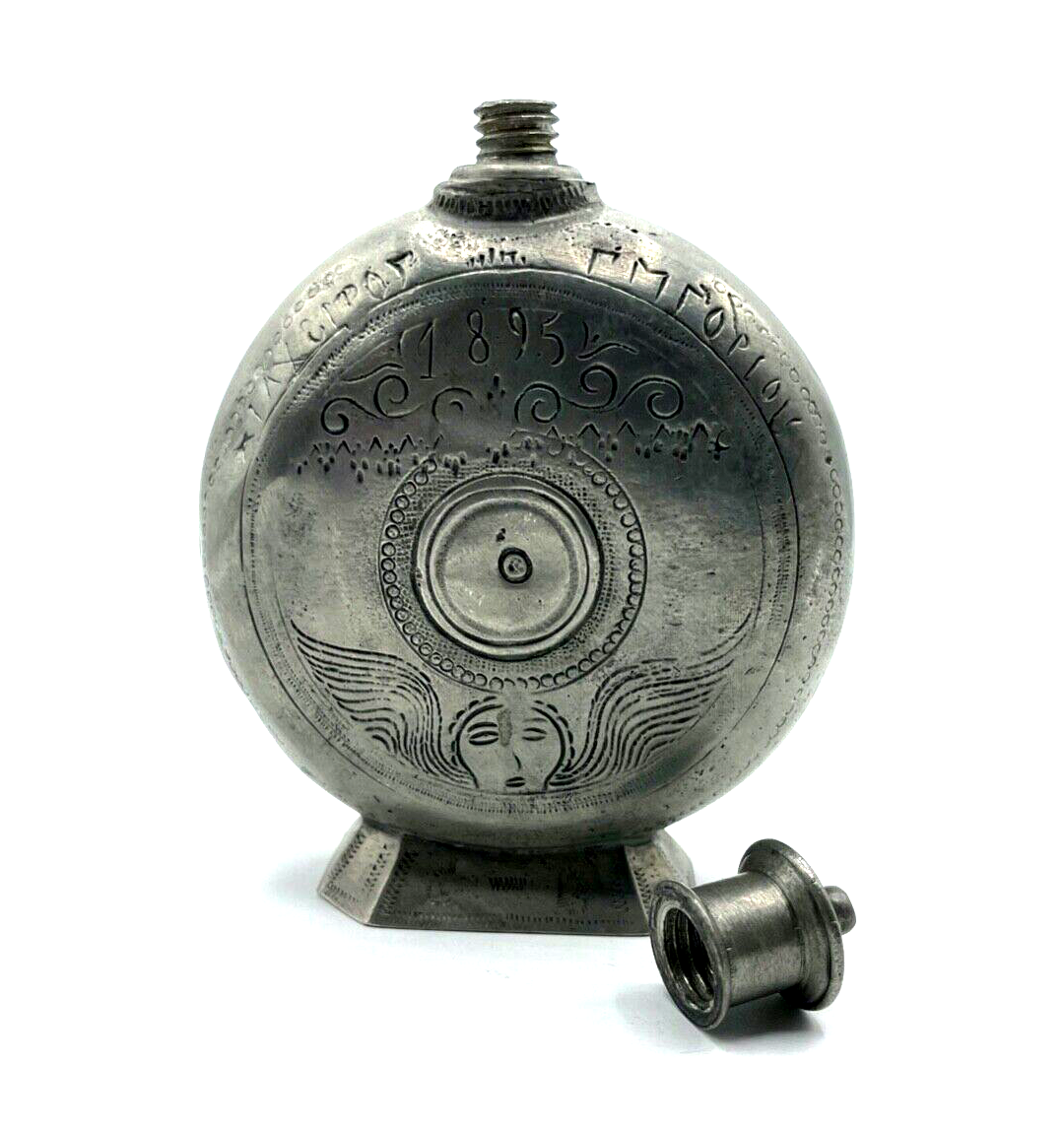 Vintage Zinn Flachmann Feldflasche Flasche Repro nach altem Vorbild H 14 cm7