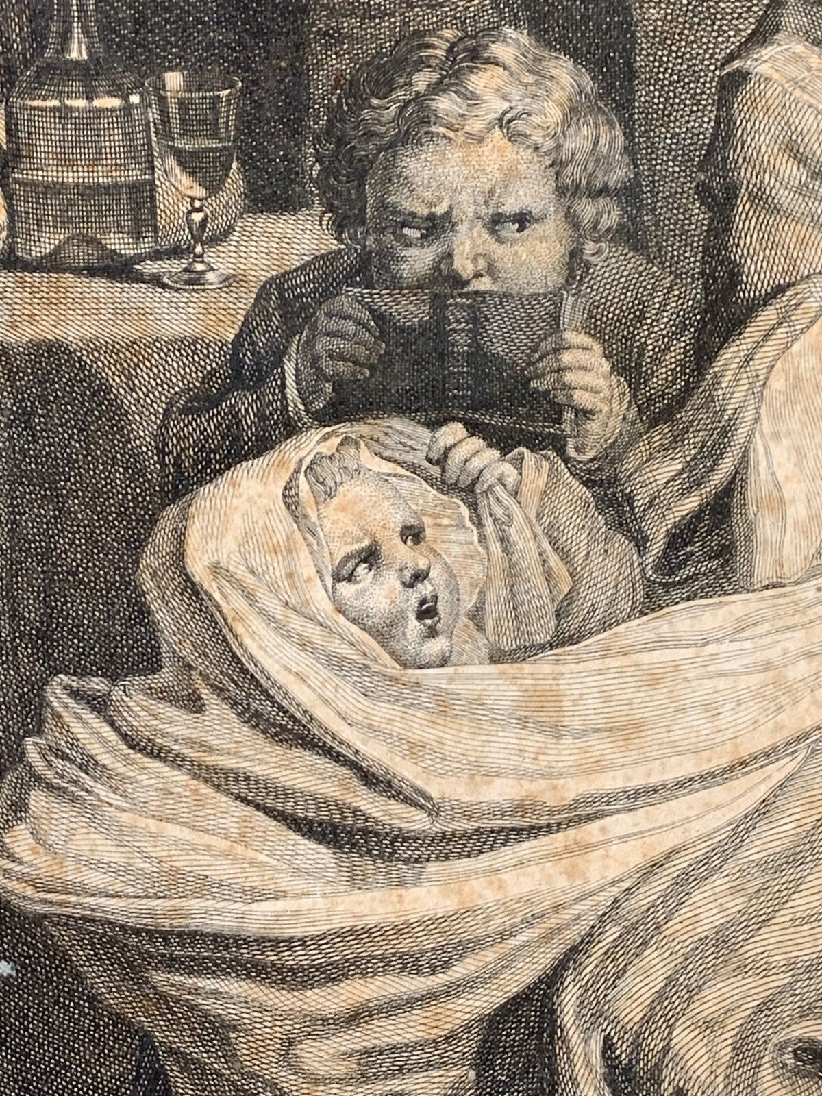 Kupferstich - Claude Duflos 1700-1786 „La mère qui intercède“ - Johann Schenau3
