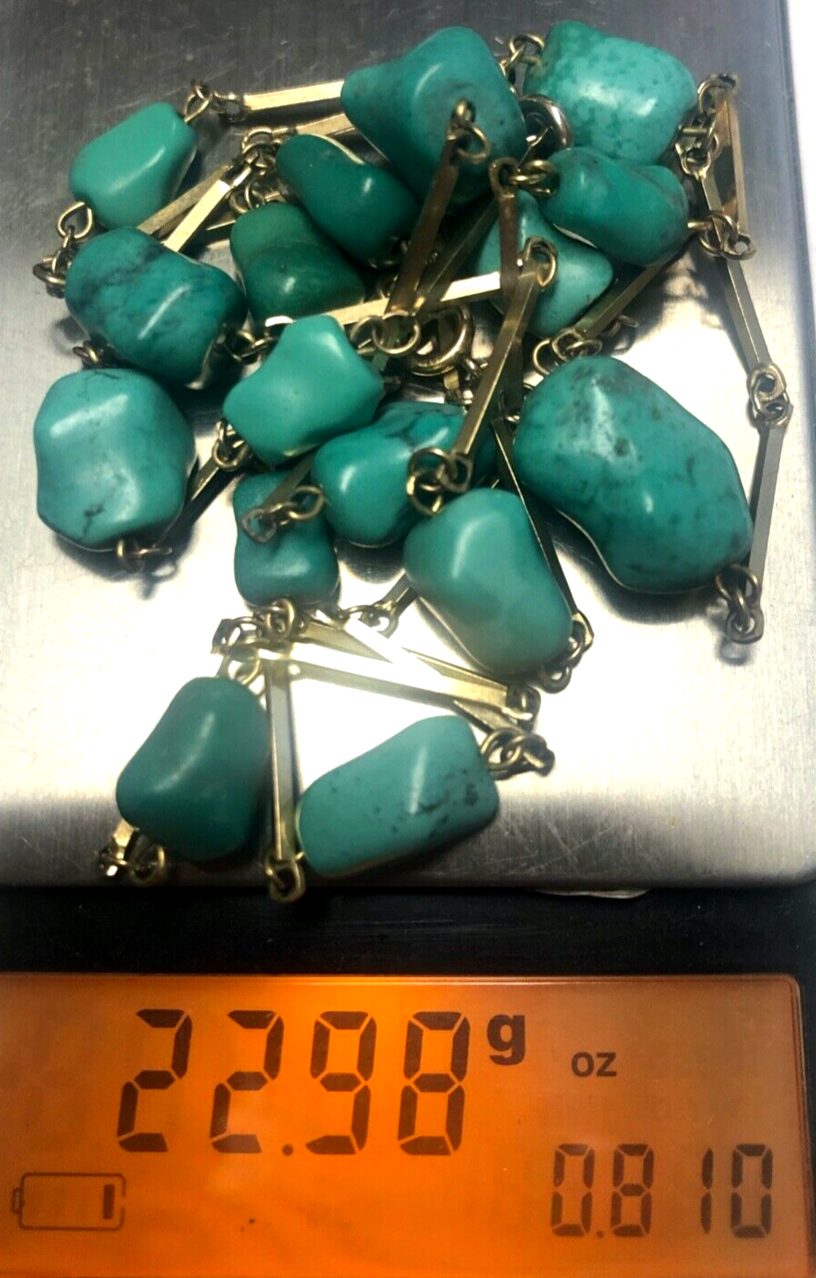 333 Gold 8 K Set Halskette + Armband Türkis Nugget Stäbchen Kette Juwelier apart0