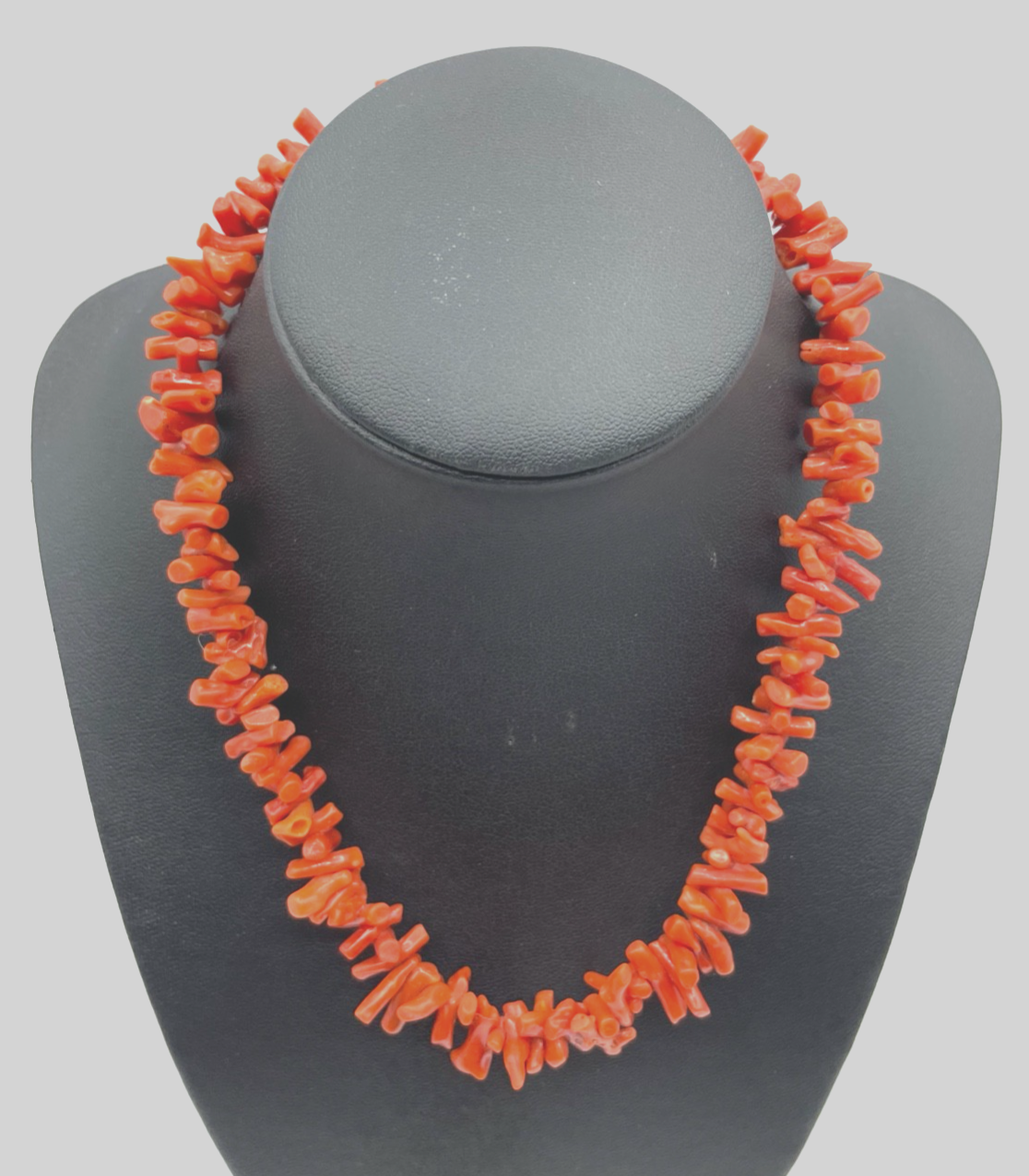 Vintage Korallenkette Stäbchen Koralle Collier L 40,5 cm Lachsfarbig B 15 mm2
