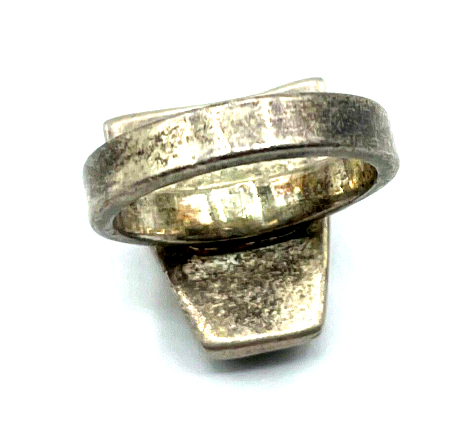 Vintage solider 835 Silber Ring Malachit massiv Ø16mm RG51 Handarbeit midcentury4