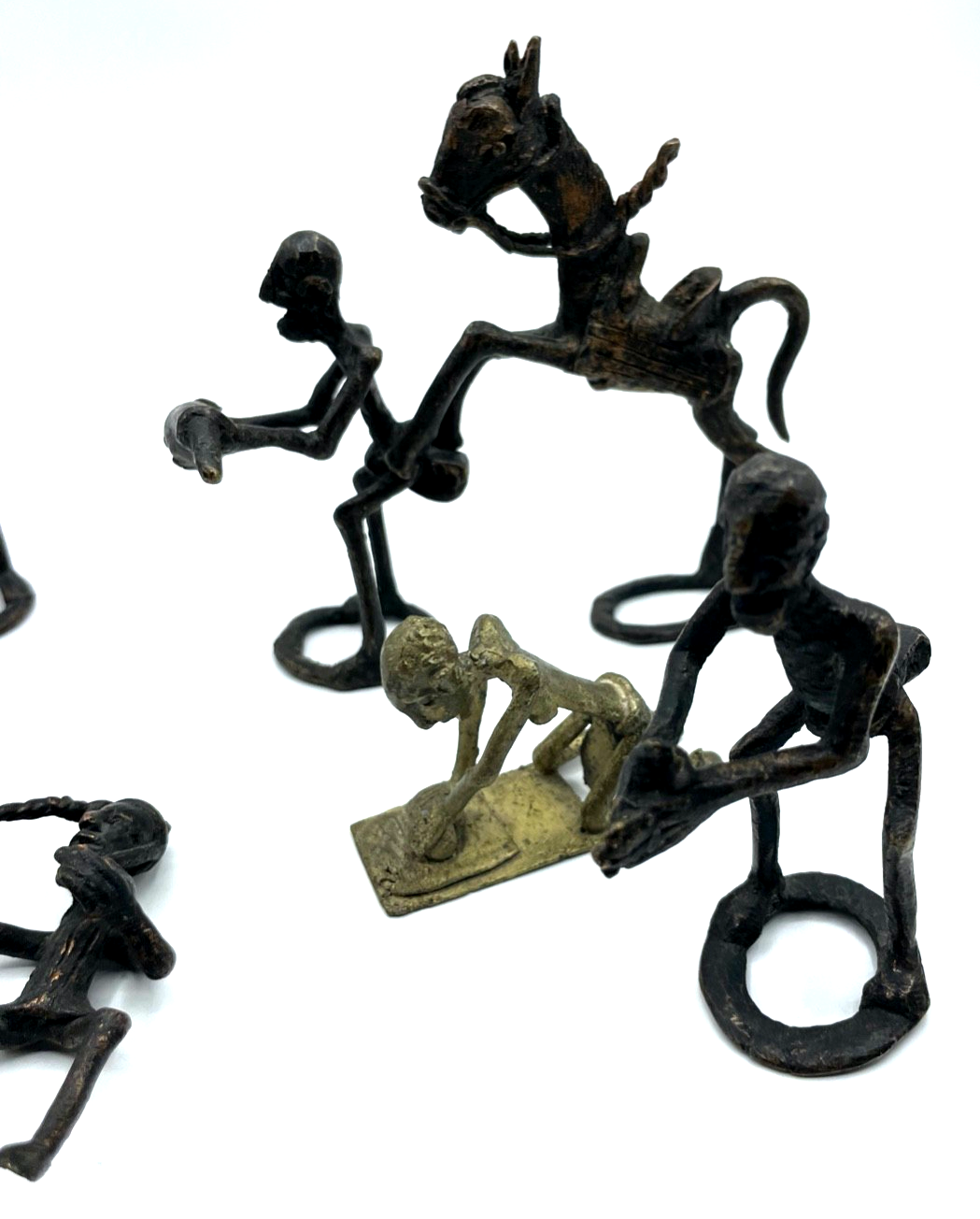Konvolut vintage Sammlung 7 Afrika Ashanti Ghana Figuren Messing Bronze Handarbe2