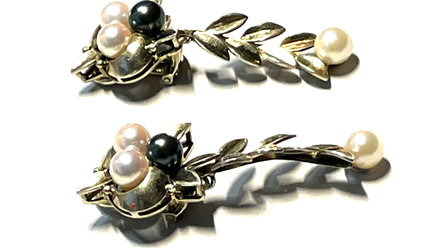 Stattlich elegante 925 Silber vergoldete Ohrringe Ohrclips Clips 8x Akoya Perle8