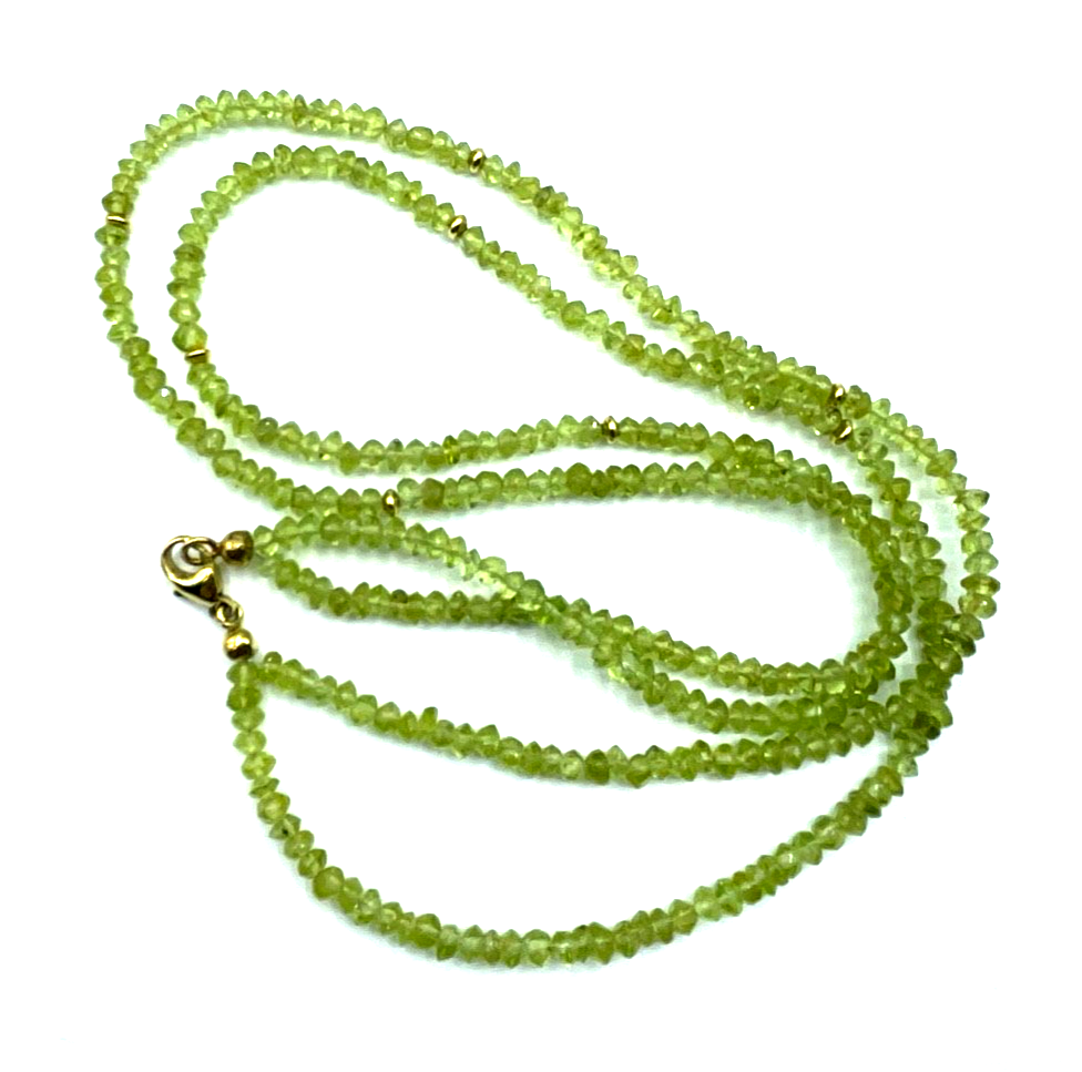BCI 375 Gold 9 K facettierte Peridot Kette Halskette L 44,5 cm zweisträngig gepf0