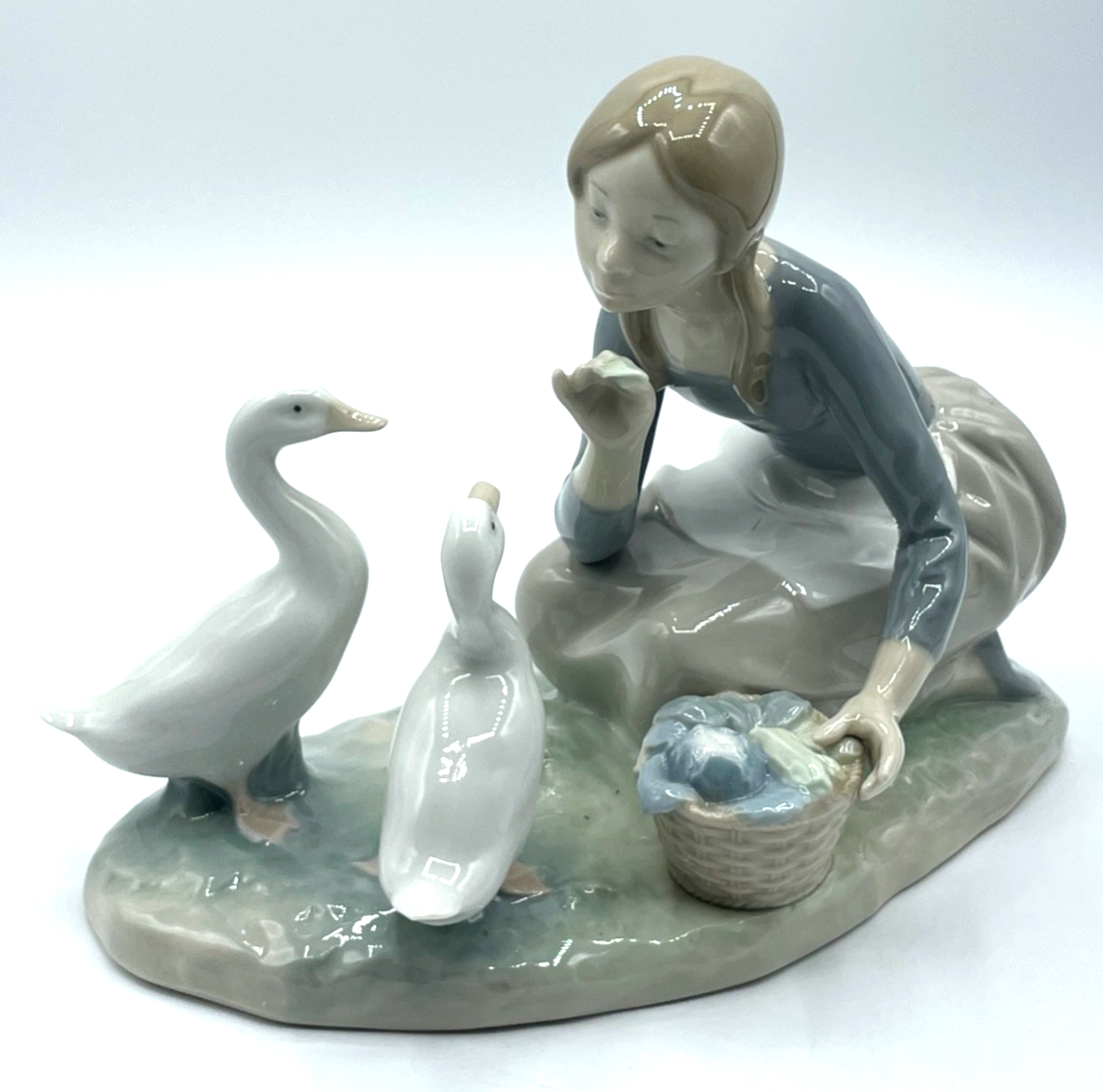 Vintage Lladro Porzellan Figur 4849 food for ducks Enten füttern top condition1