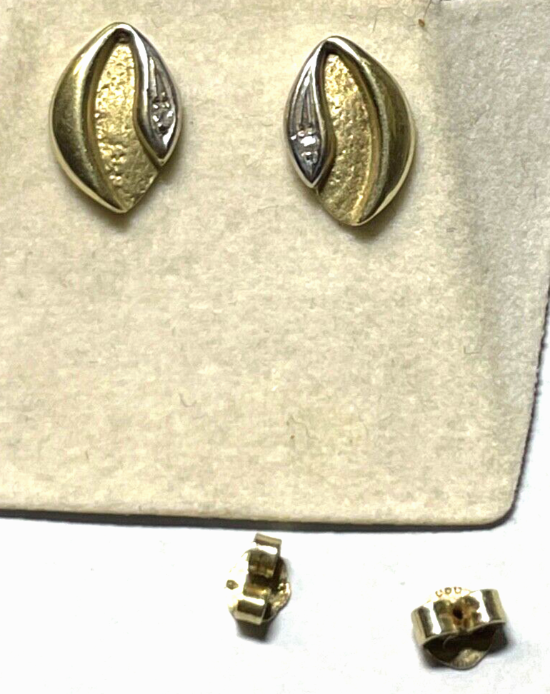 585 Gold 14 K Ohrringe Ohrstecker bicolor + Diamant Designer Juwelier Qualität0