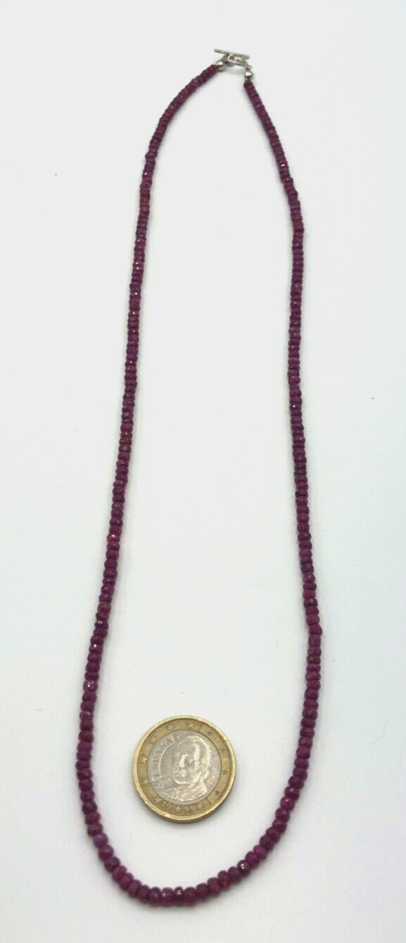 60 cm lange natürliche Rubin Kette facettierte Rondelle mit 925 Silber 3,5 mm1