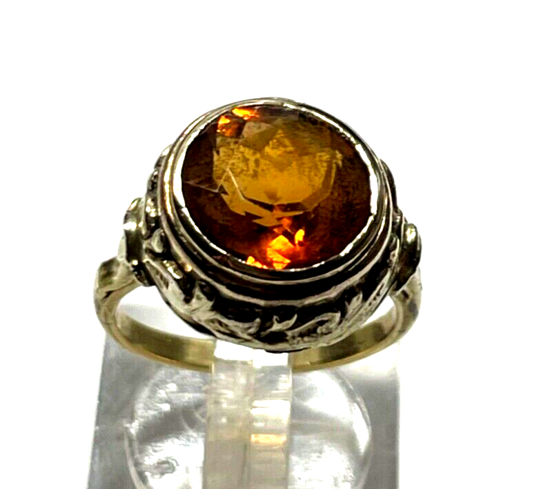 Antik 333 Gold 8 K Ring Madeira Citrin Ø 16,5mm RG 52 gepflegt solide Handarbeit2