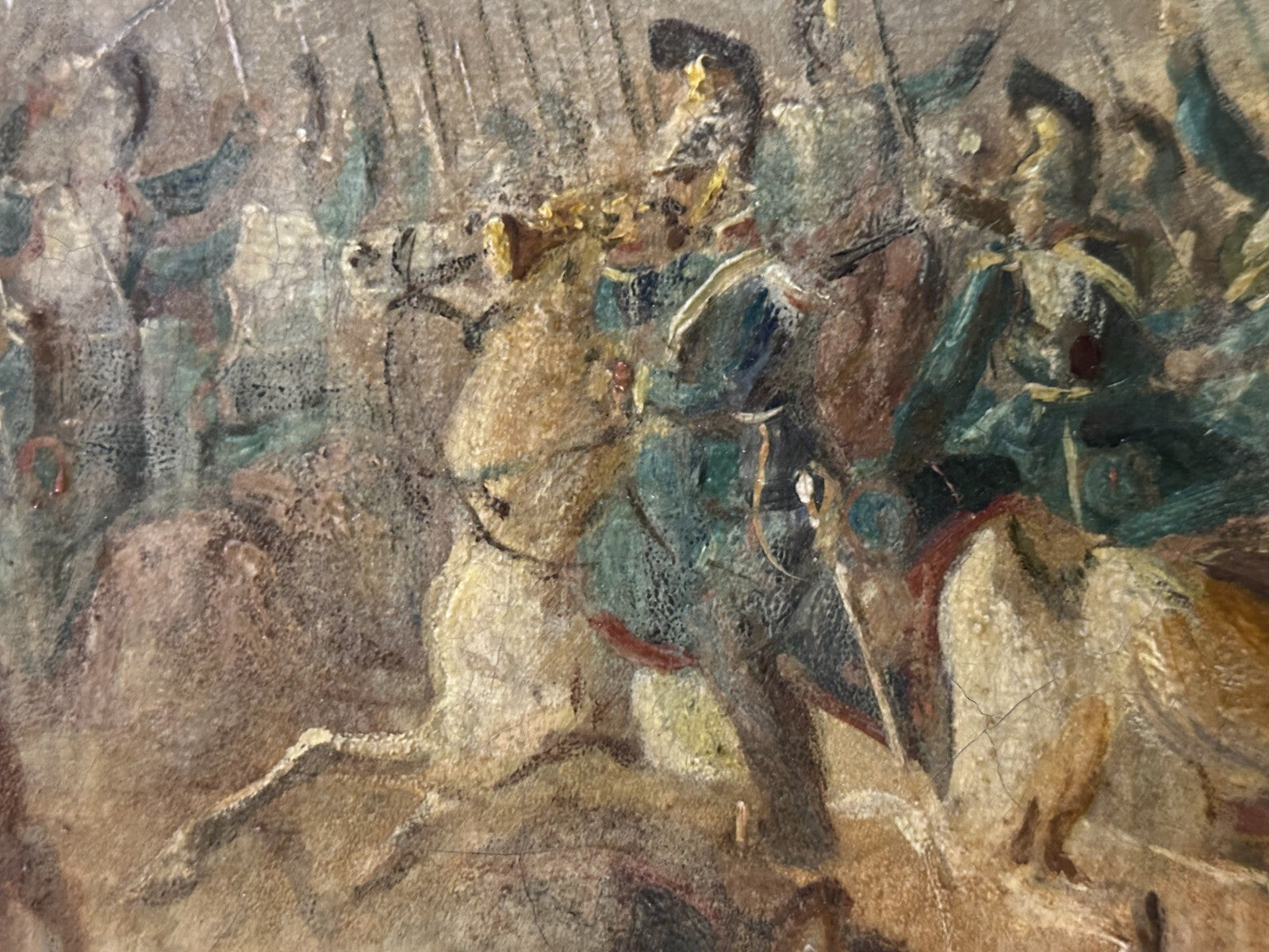 französische Schlachtenszene - Kavallerie & Zuaven, 19. Jh - Öl auf Leinwand9
