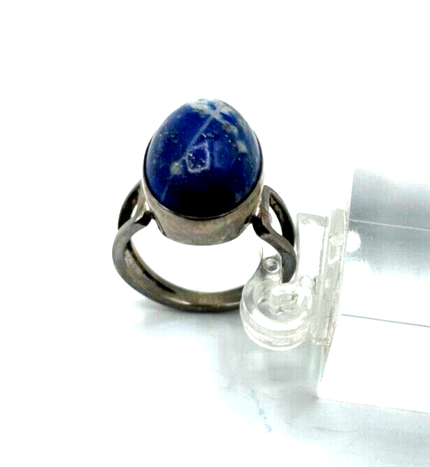 Vintage solider 925 Silber Ring Sodalith massiv Ø17mm RG54 Handarbeit midcentury4