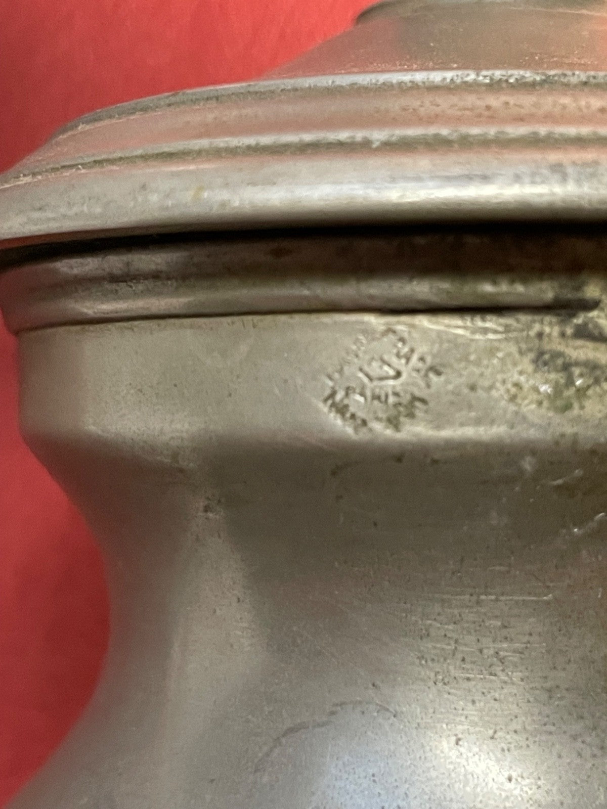 Kleine dekorative antik Zinn Kanne um 1900 Geflecht am Griff 1/2 Ltr. mit Punze9