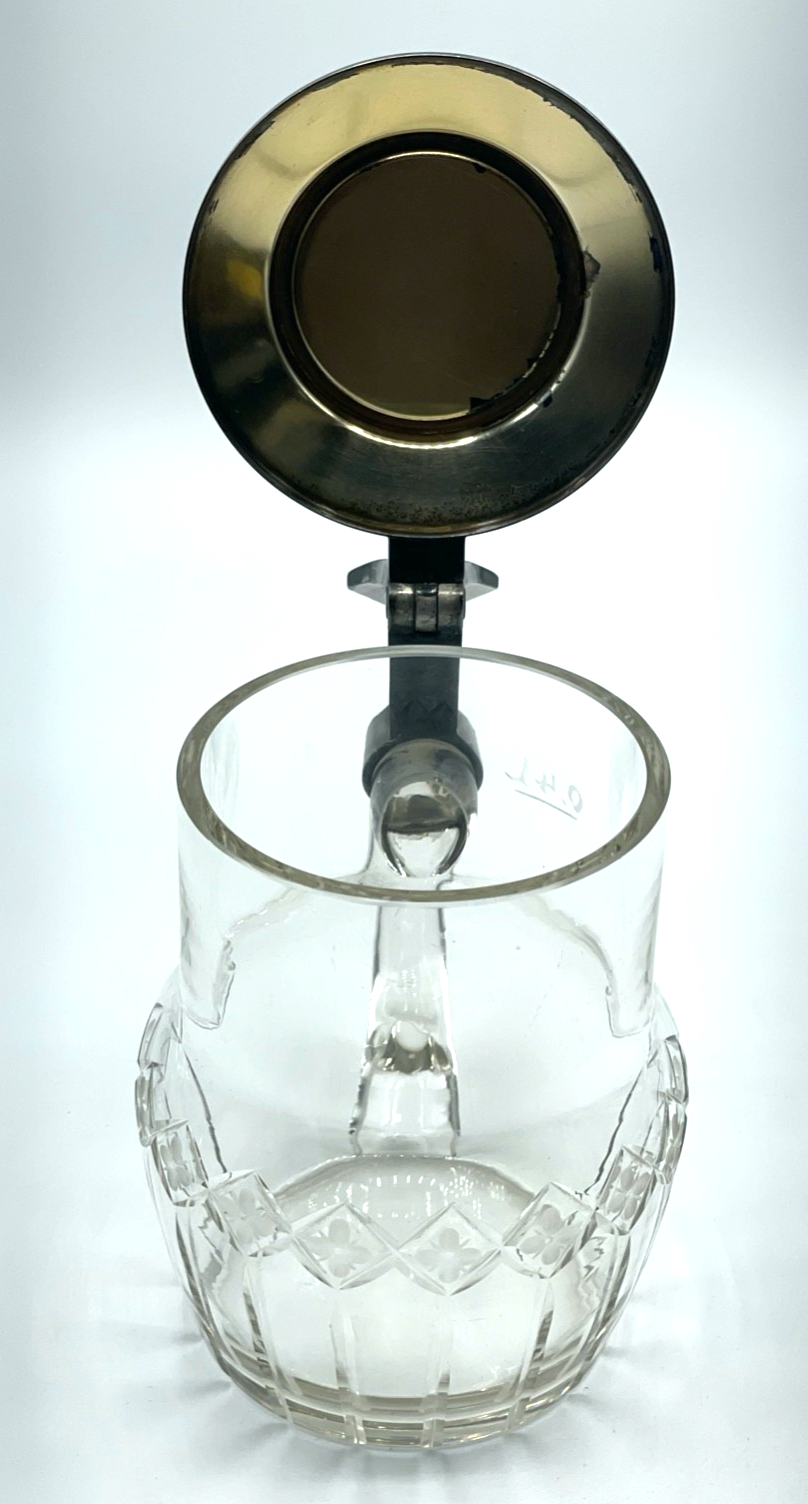 Gepflegter Jugendstil WMF Glaskrug Deckel Britannia versilbert Bierkrug 0,4Ltr.6