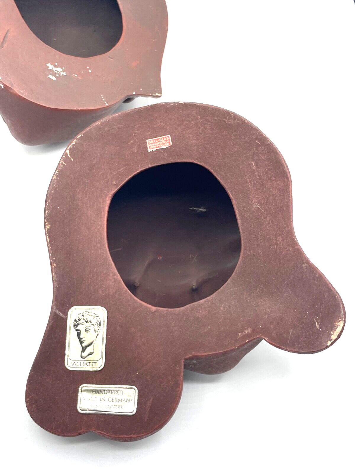 Paar vintage Achatit Wandmaske Junge + Mädchen Kinder 2 Masken 50er 60er Jahre5