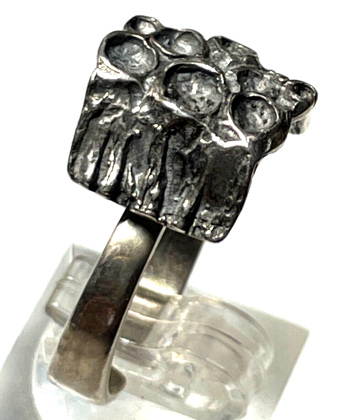 Brutalist Modernist 70erJ Silber Ring TEKA Design offene Ringschiene Handarbeit1