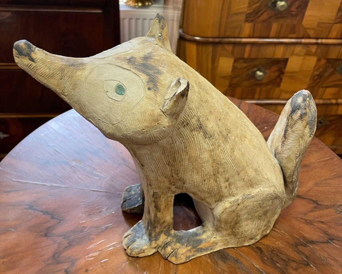 Gr. attraktive Künstler Keramik Figur Fuchs von Gloria Maliarik Skulptur Rarität2