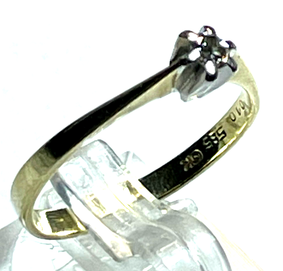 585 Gold 14 K Ring Solitär Brillant 0,1 ct. Juwelier Qualität RG 55 Verlobung8