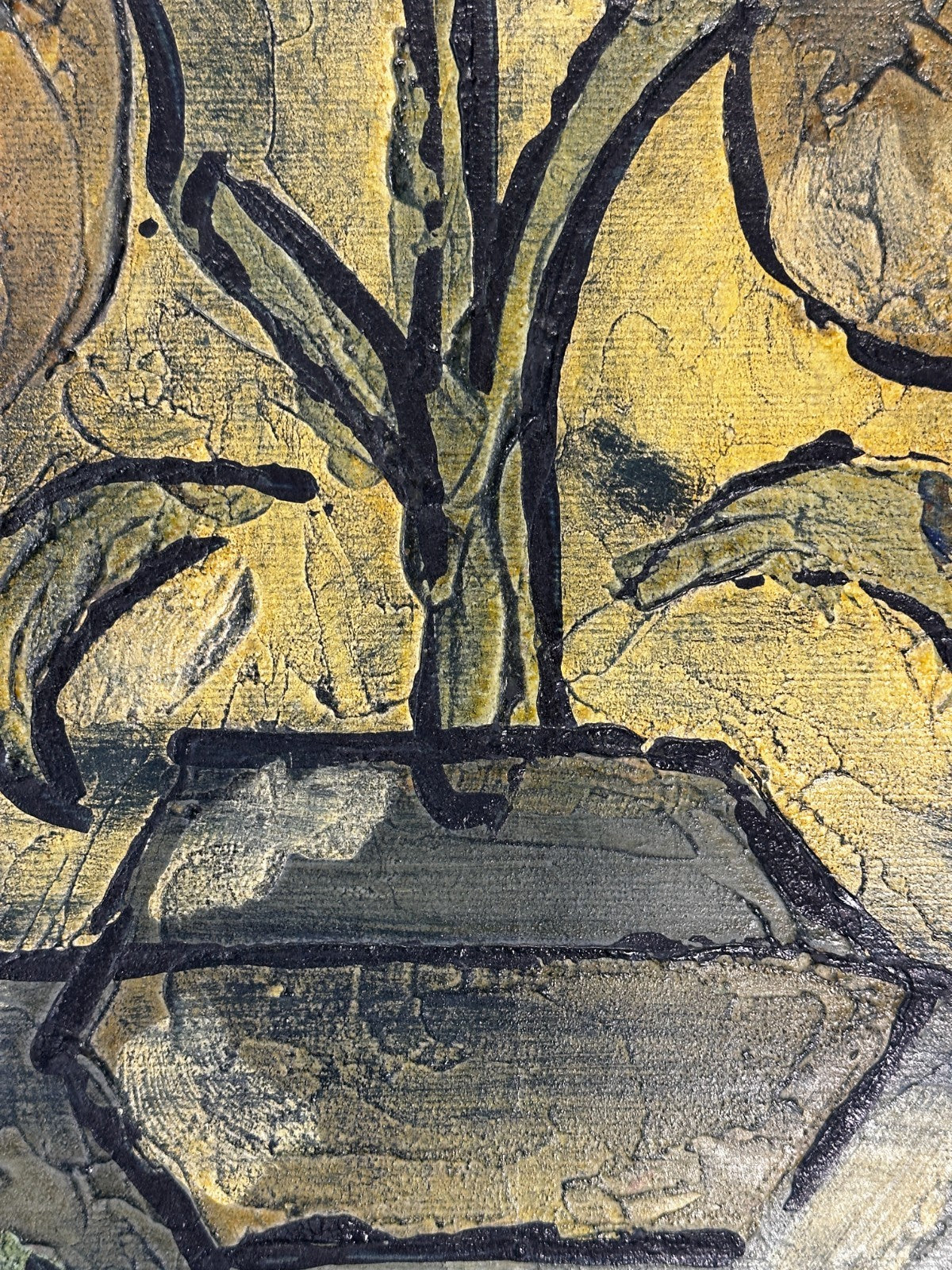 Bohumil Samuel Kečíř – Stillleben Blumen Vase – Öl auf Karton - Spachteltechnik2