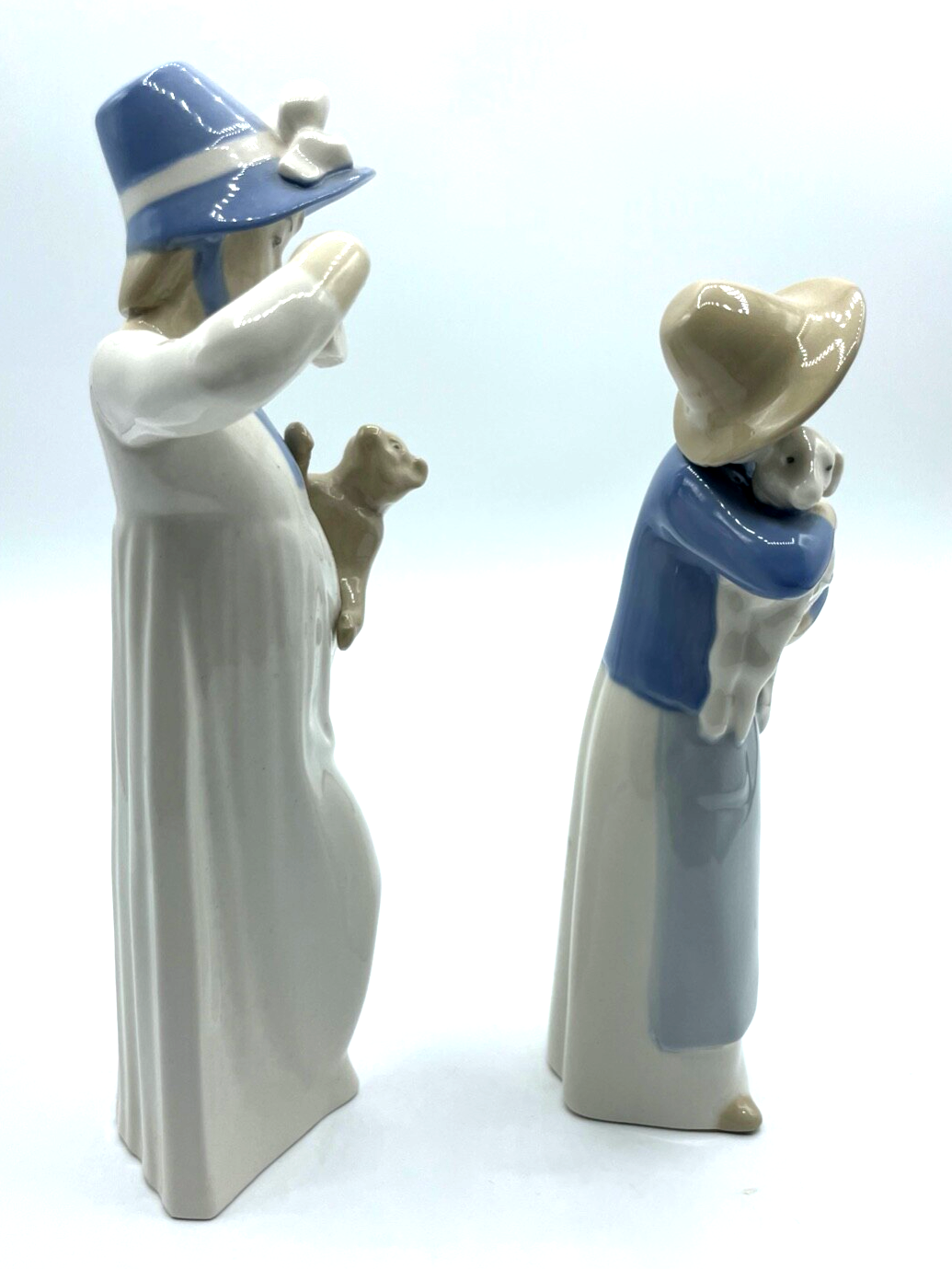 REX Valencia Spain 2 x Porzellan Figur Mädchen mit Katze und Mädchen mit Lamm4