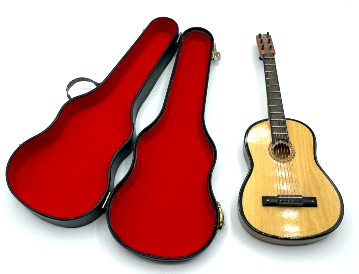 2 x Miniatur Musikinstrument Gitarre + Mandoline im Koffer Handarbeit gepflegt10