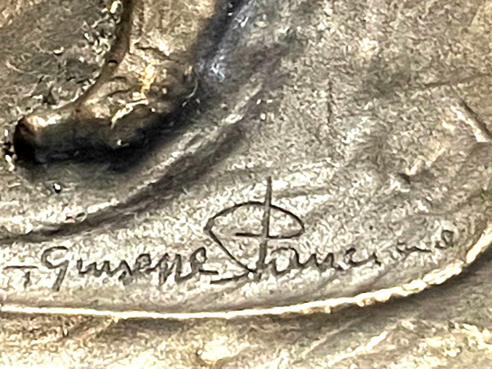 Gr. Künstler Bronze Wandtafel G. Panciano sign. Vatikan Bildhauer 34x32 5,4 KG0