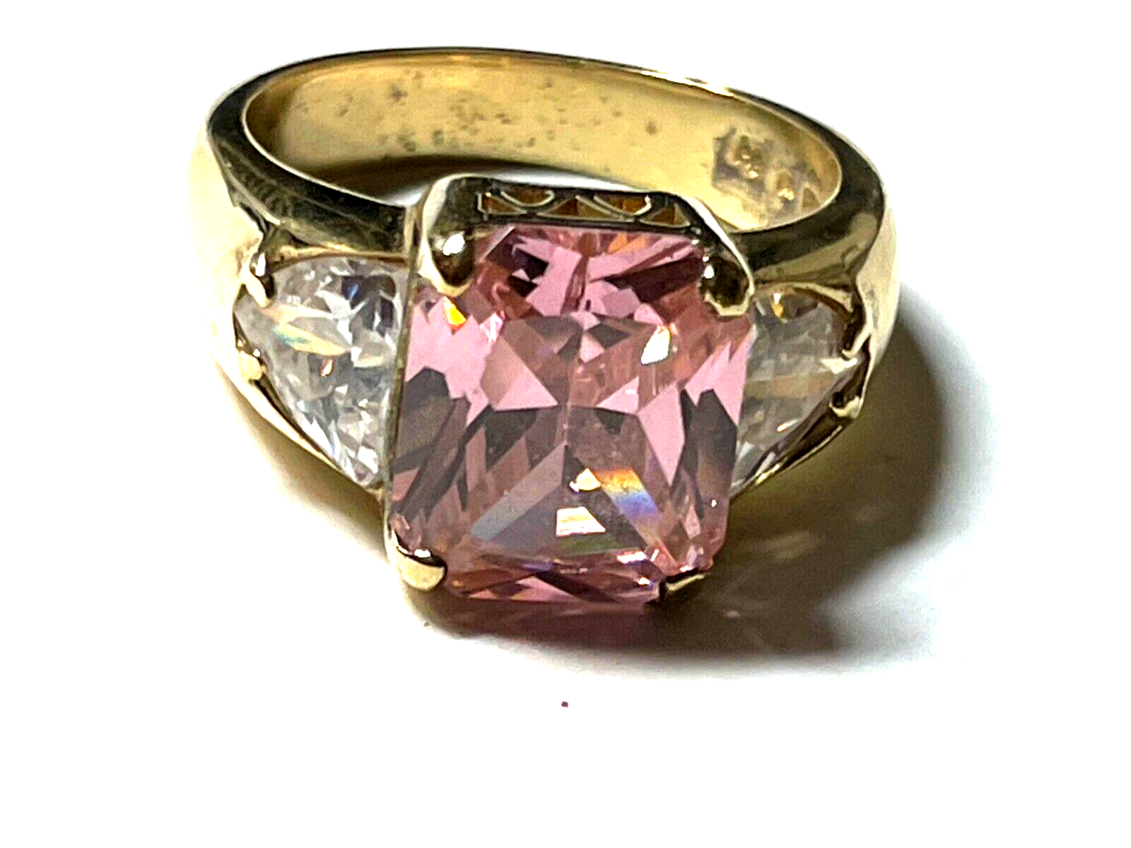 Statement 925 Silber vergoldet Silberring üppige Zirkonia Pink Ø 19 mm RG 6015